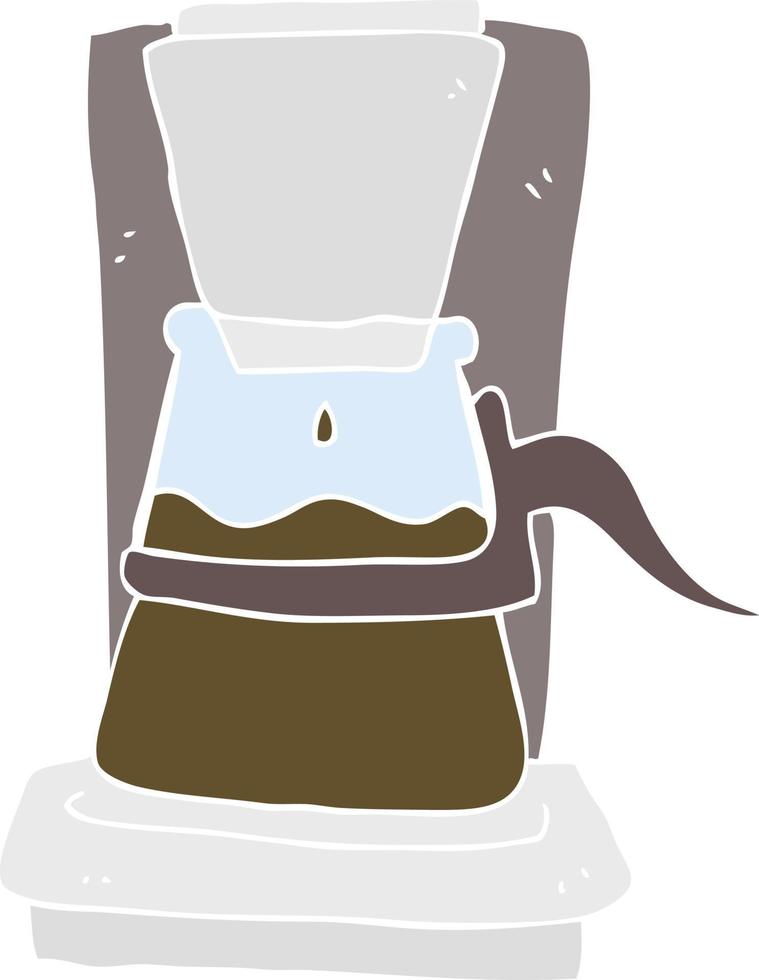 piatto colore illustrazione di un' cartone animato gocciolare filtro caffè creatore vettore