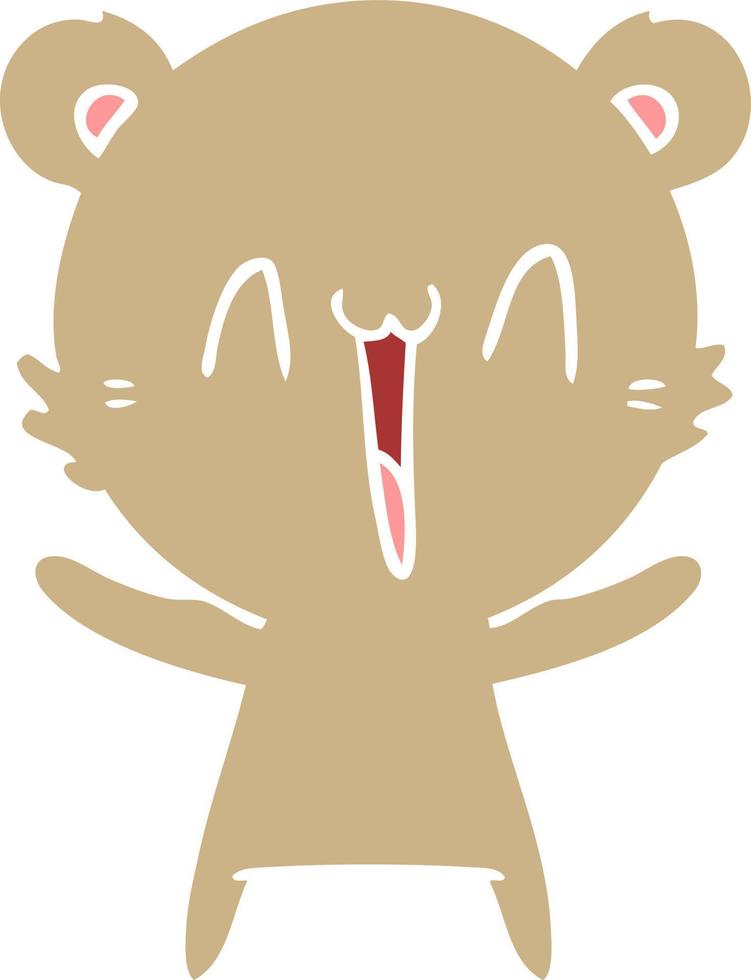 cartone animato stile colore piatto orso felice vettore