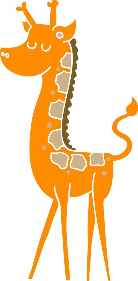 giraffa del fumetto di stile di colore piatto vettore