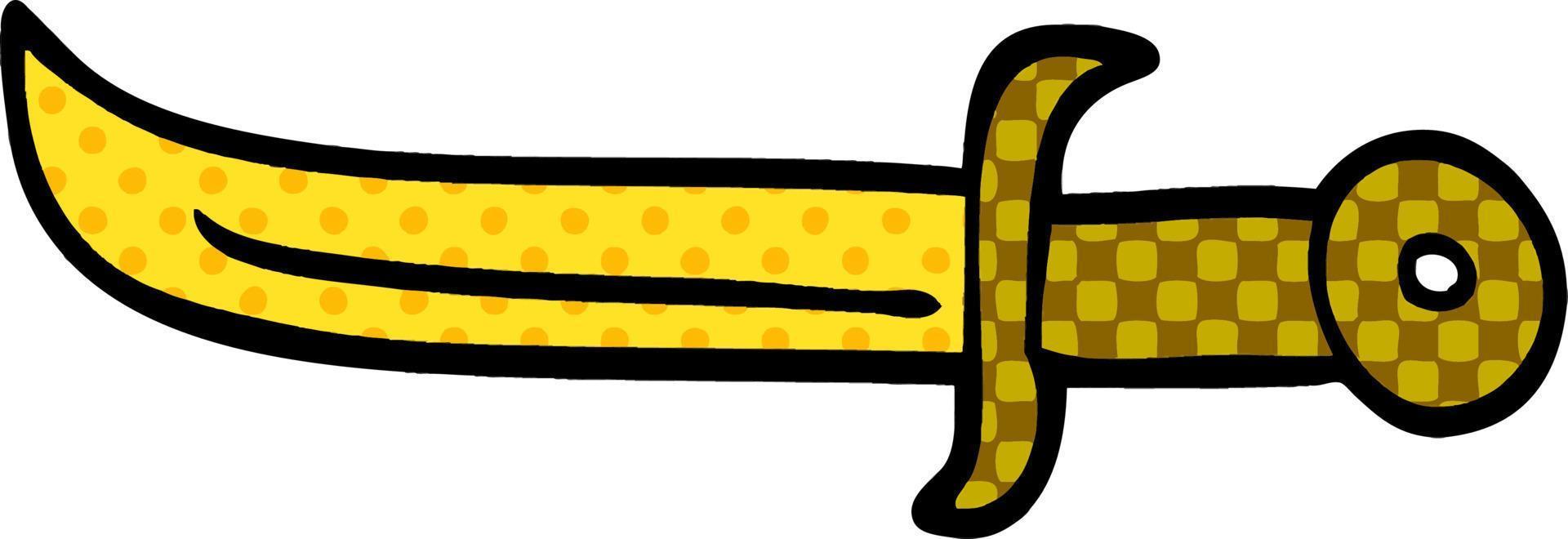 cartone animato scarabocchio d'oro pugnale vettore