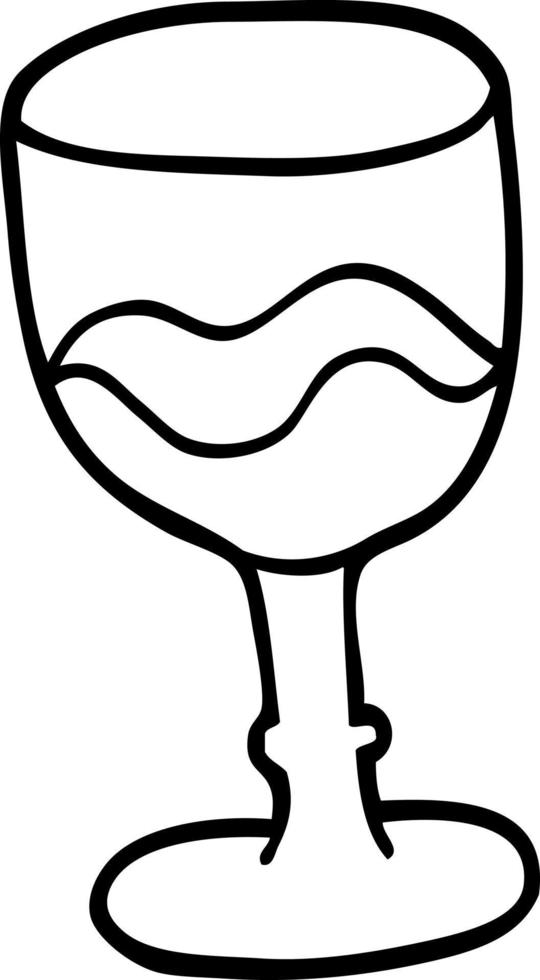 linea disegno cartone animato bicchiere di rosso vino vettore
