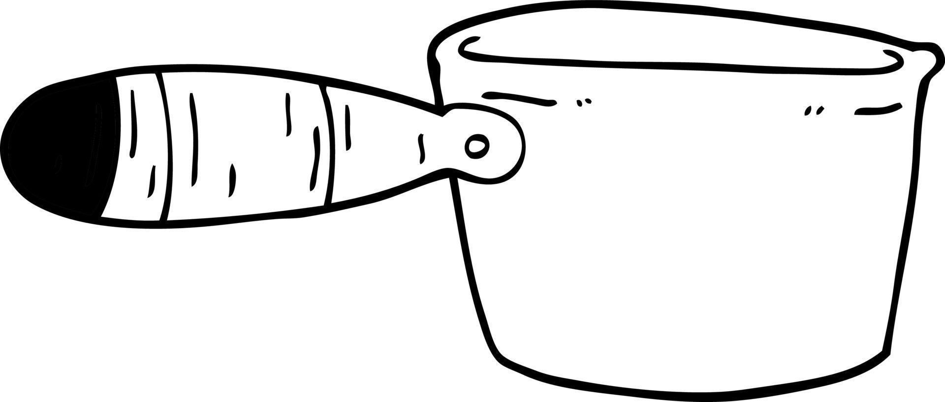 linea disegno cartone animato cucinando padella vettore
