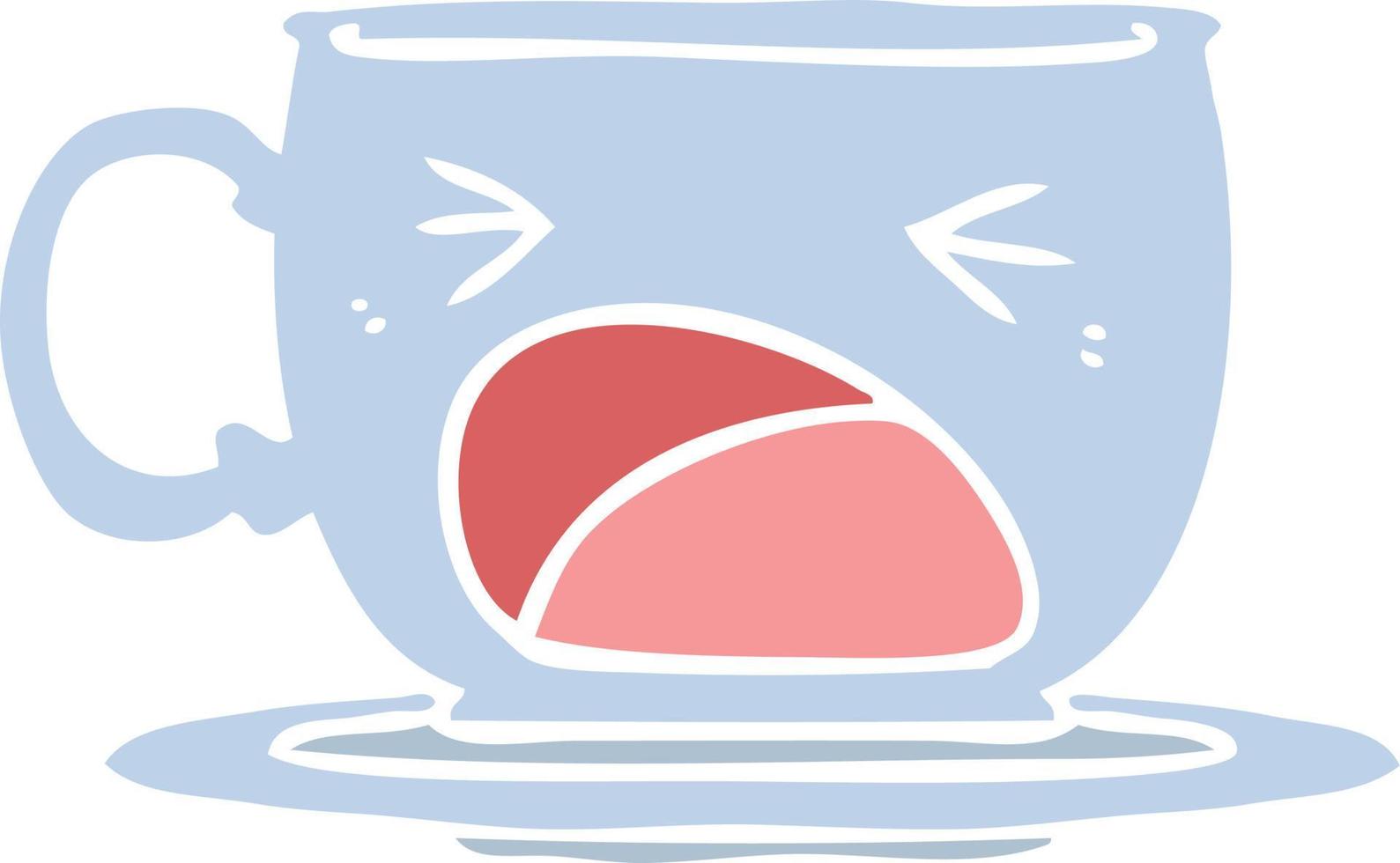 piatto colore stile cartone animato urlando tè tazza vettore