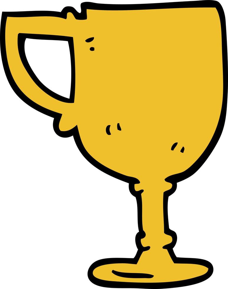 tazza d'oro di doodle del fumetto vettore