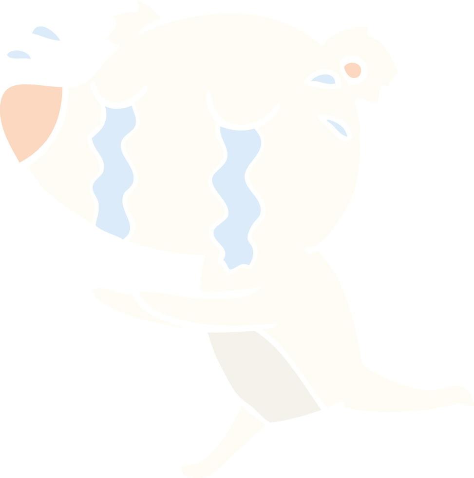 piatto colore stile cartone animato pianto polare orso vettore