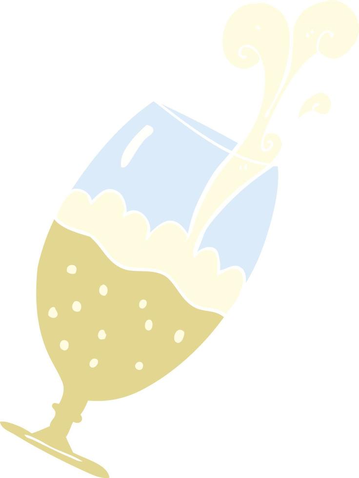 piatto colore illustrazione di un' cartone animato birra nel bicchiere vettore
