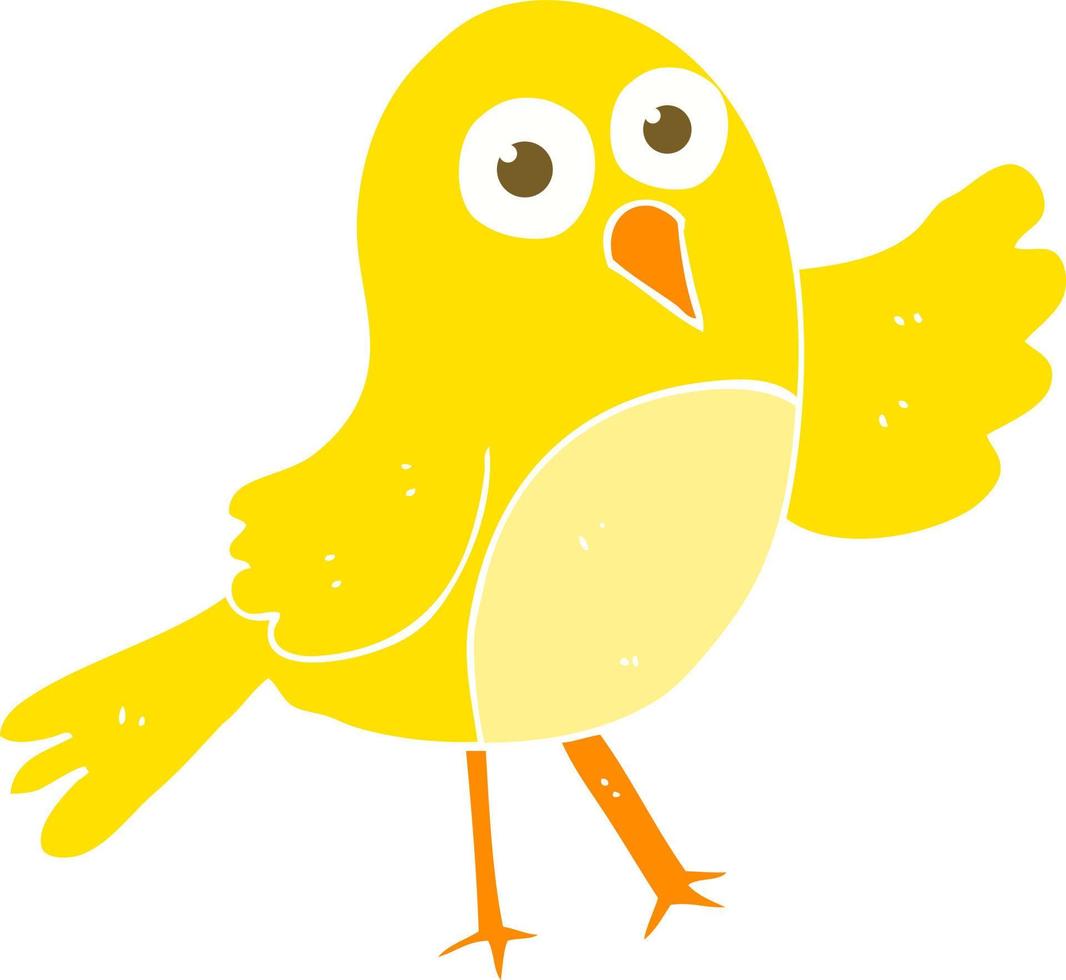illustrazione a colori piatta di un uccello cartone animato vettore