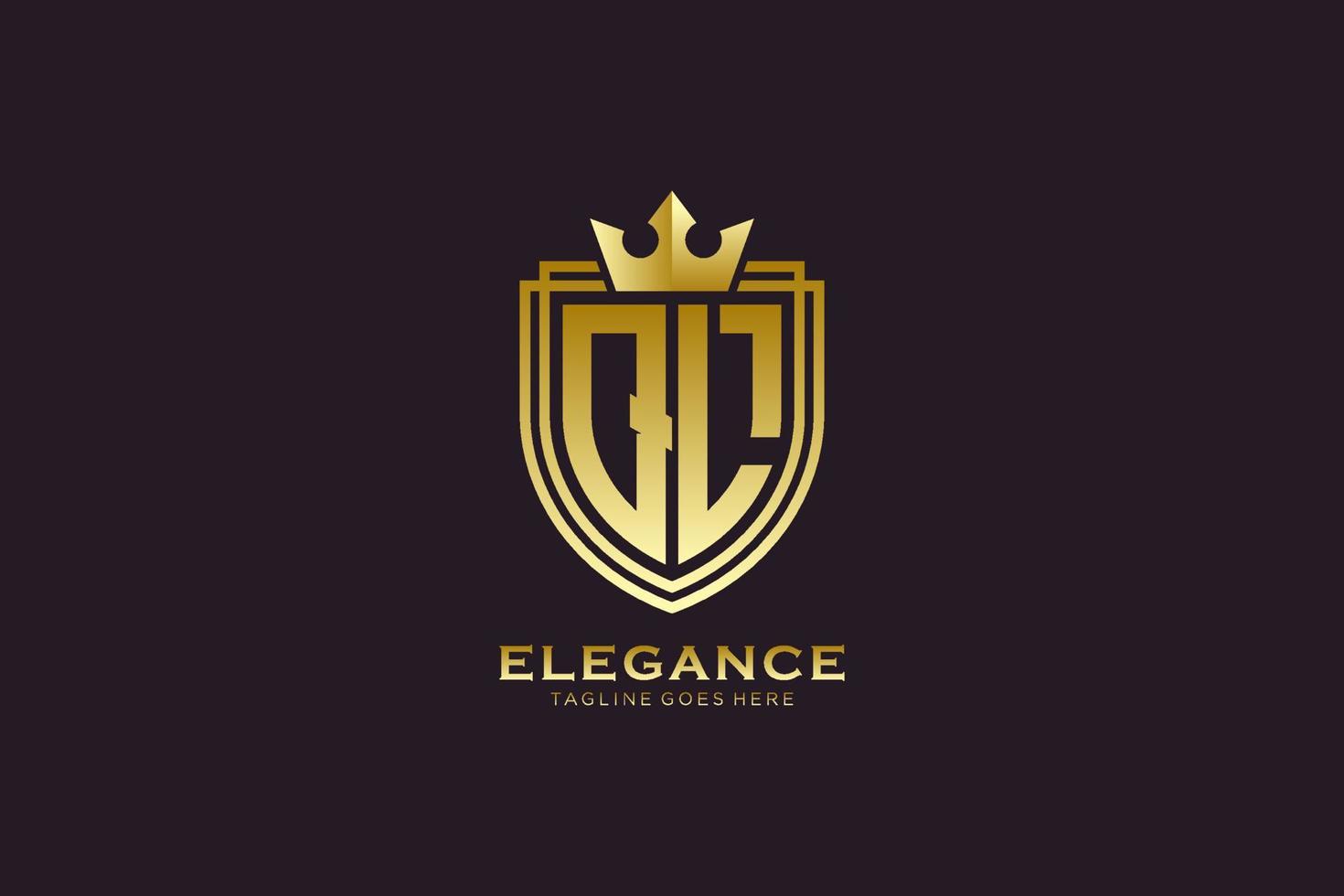 iniziale ql elegante lusso monogramma logo o distintivo modello con pergamene e reale corona - Perfetto per lussuoso il branding progetti vettore