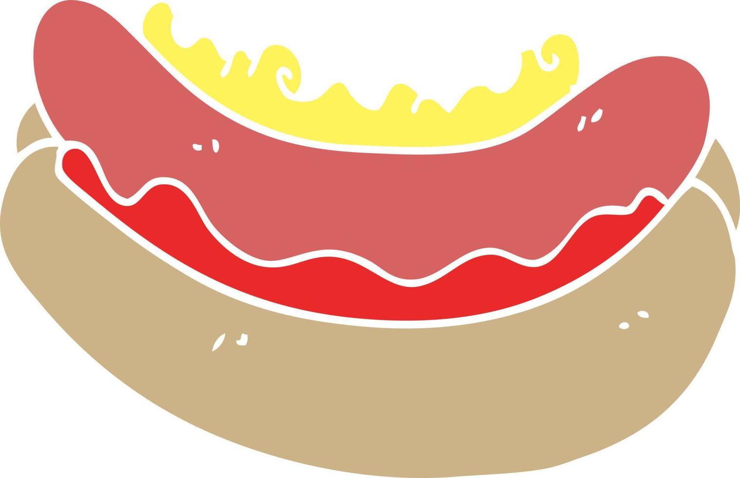 cartone animato scarabocchio hot dog nel un' ciambella vettore