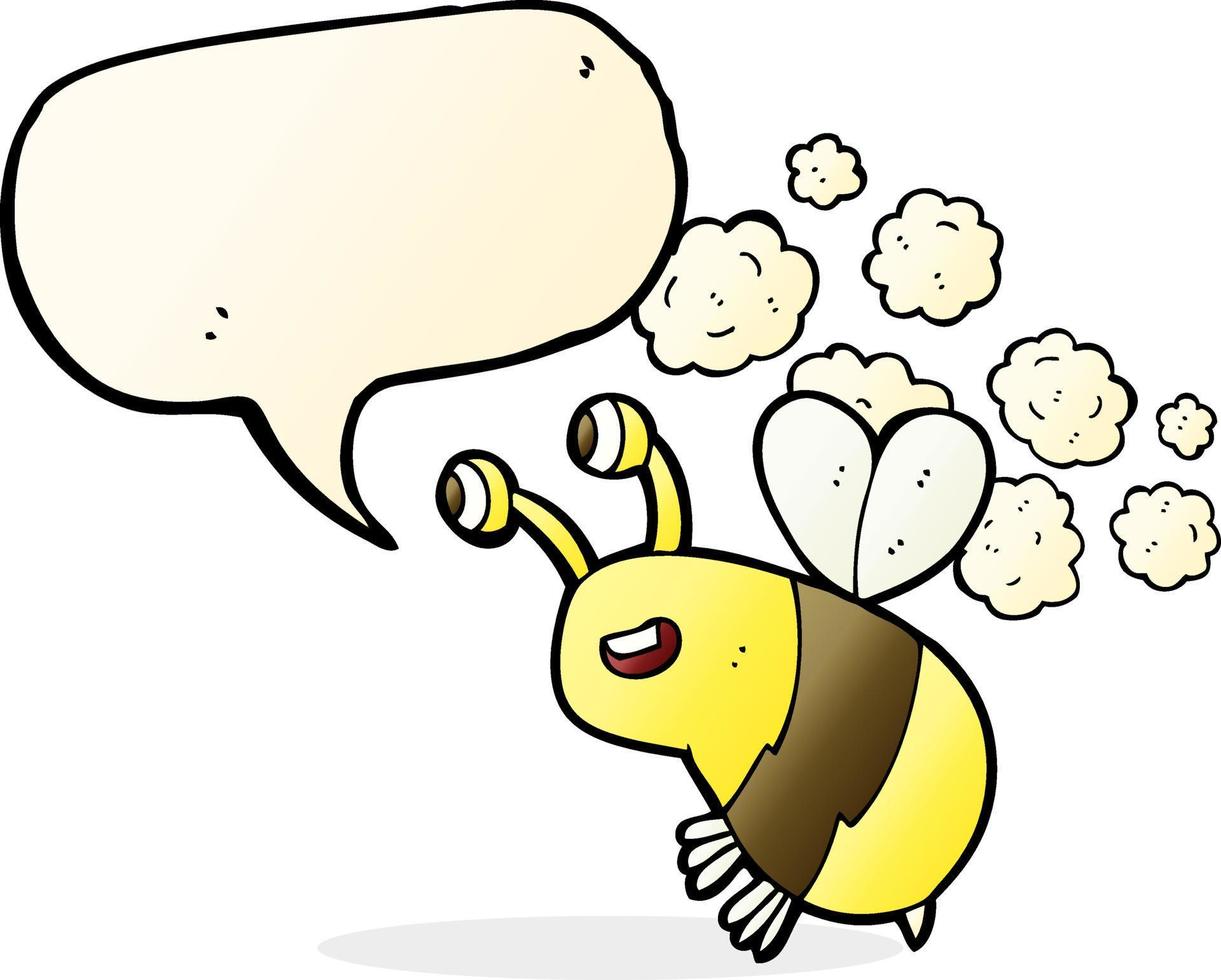 cartone animato contento ape con discorso bolla vettore