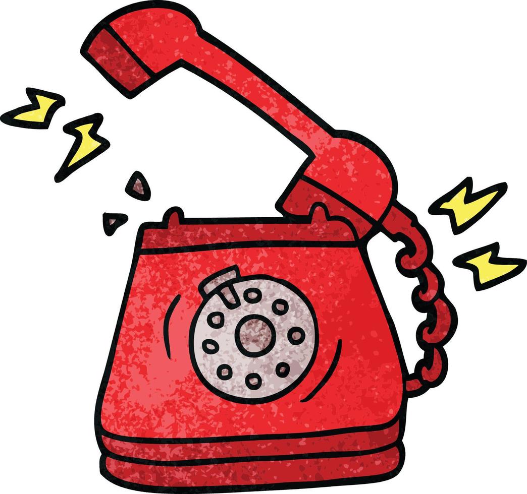 cartone animato scarabocchio vecchio rotante comporre telefono vettore