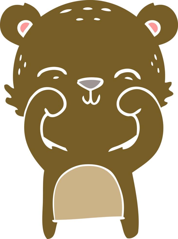 felice orso cartone animato stile colore piatto vettore