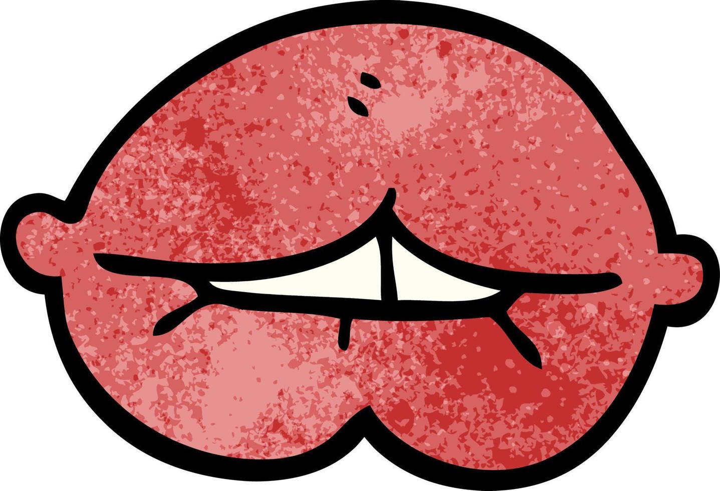 cartone animato scarabocchio bocca pungente inferiore labbro vettore