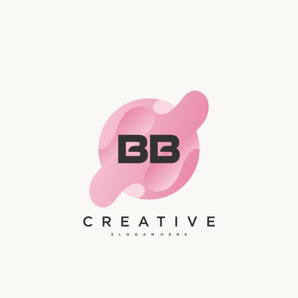 bb iniziale lettera logo icona design modello elementi con onda colorato vettore