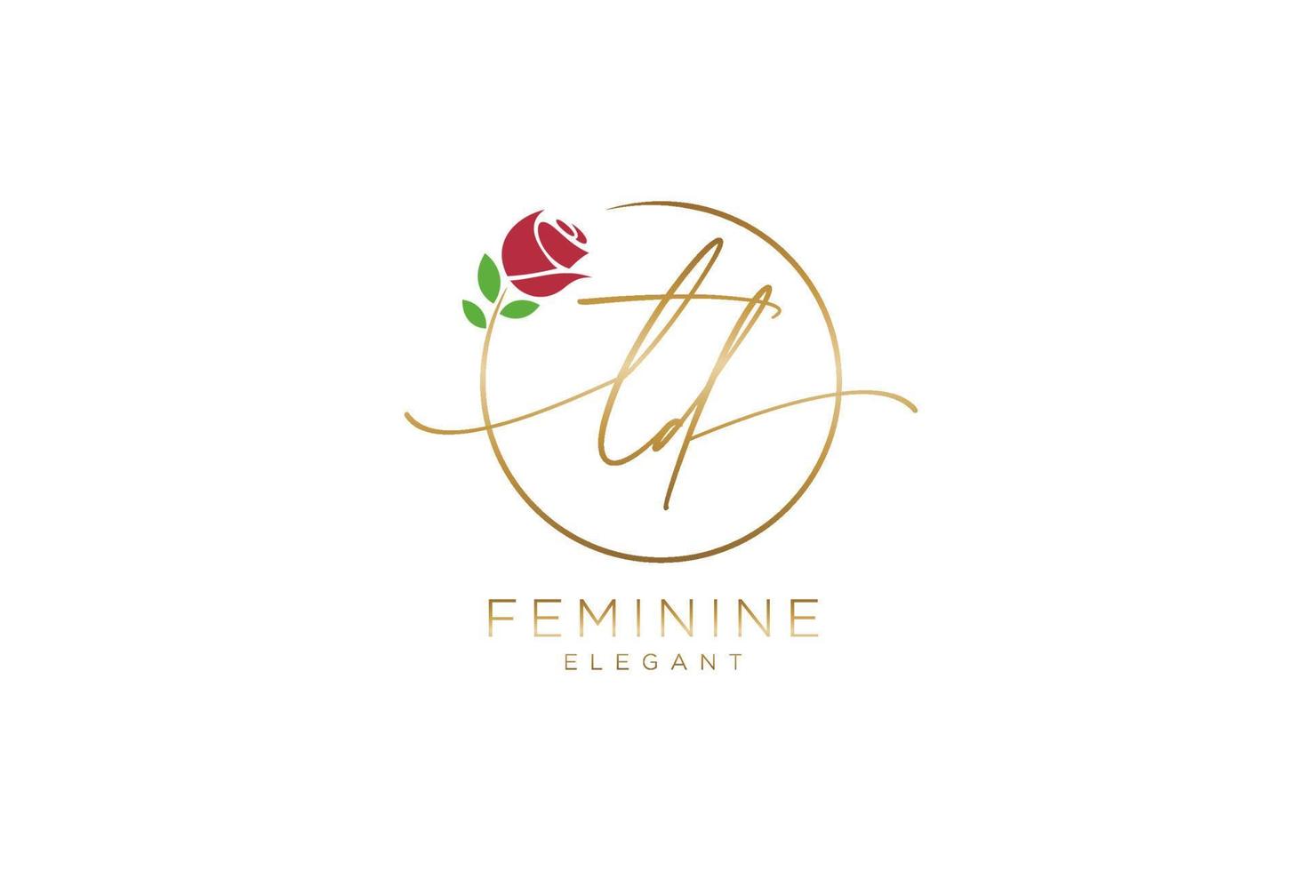 iniziale td femminile logo bellezza monogramma e elegante logo disegno, grafia logo di iniziale firma, nozze, moda, floreale e botanico con creativo modello. vettore