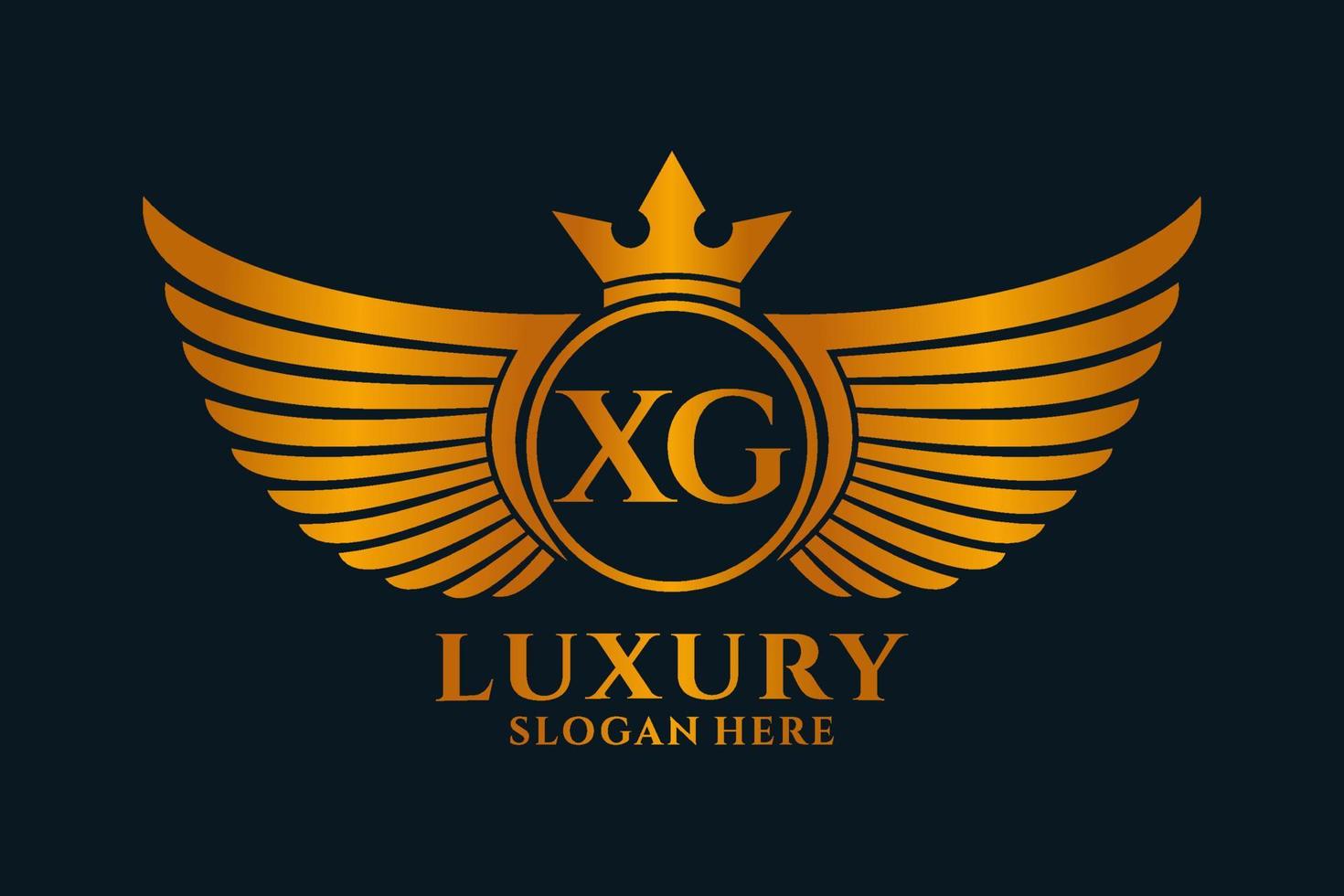 lusso reale ala lettera xg cresta oro colore logo vettore, vittoria logo, cresta logo, ala logo, vettore logo modello.