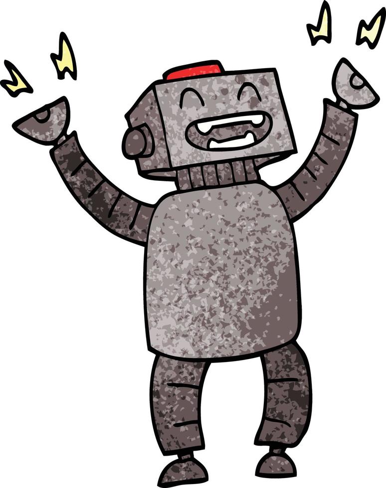 robot felice di doodle del fumetto vettore