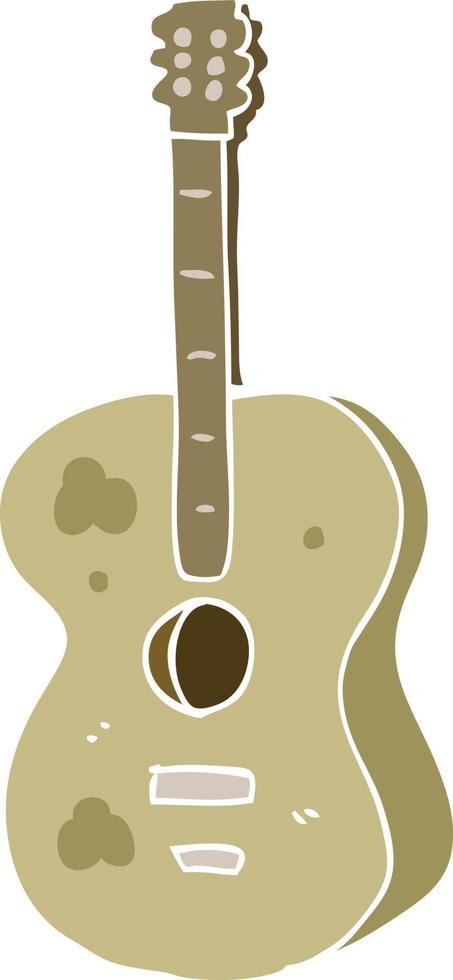 piatto colore stile cartone animato chitarra vettore
