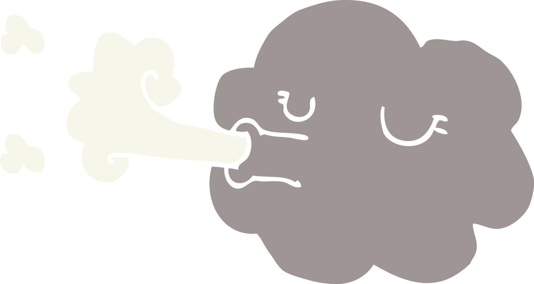 nuvola di doodle del fumetto che soffia una burrasca vettore