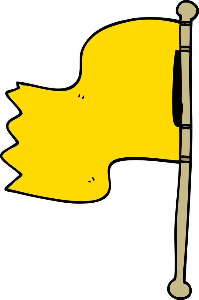 cartone animato scarabocchio agitando bandiera vettore