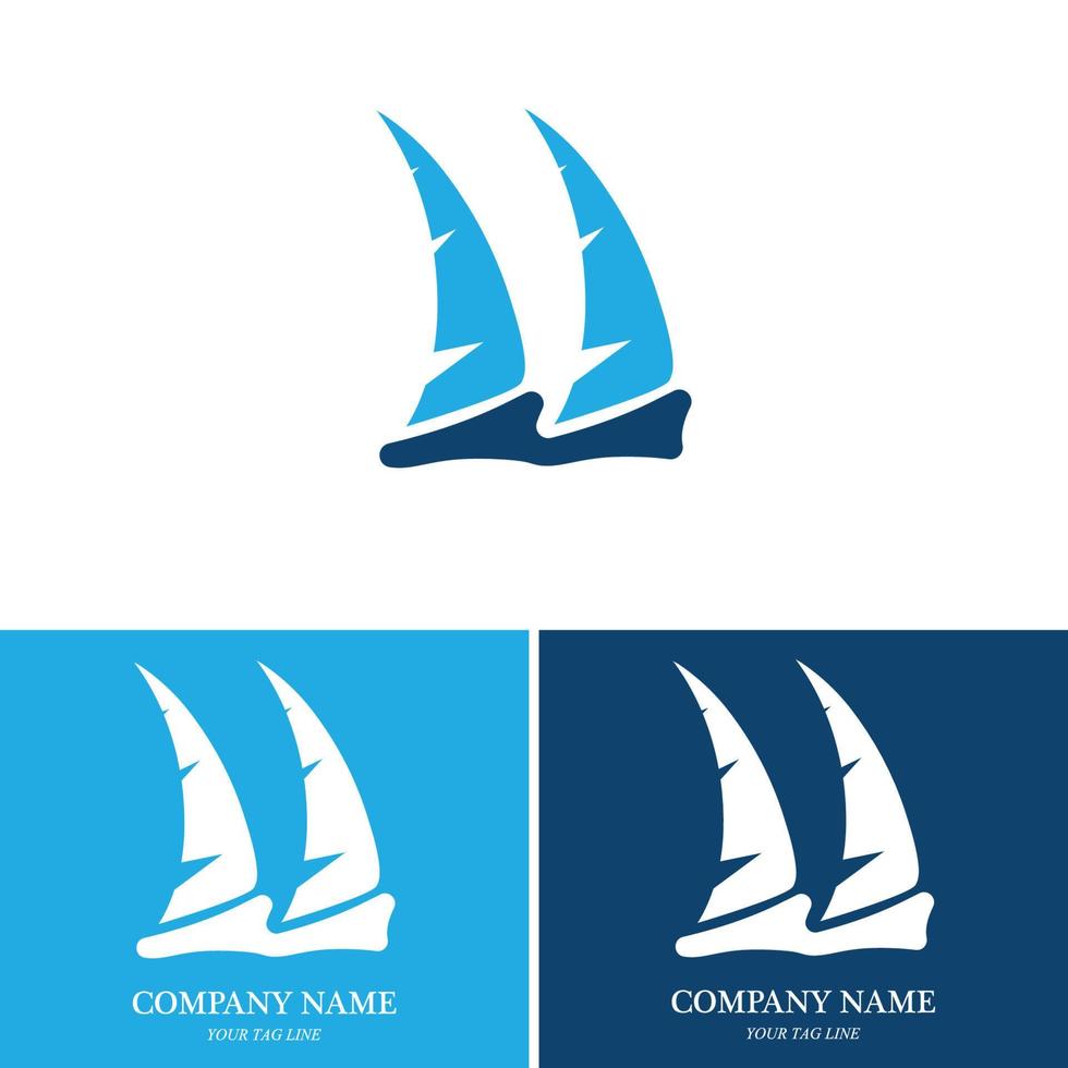 logo della barca a vela e vettore di simboli