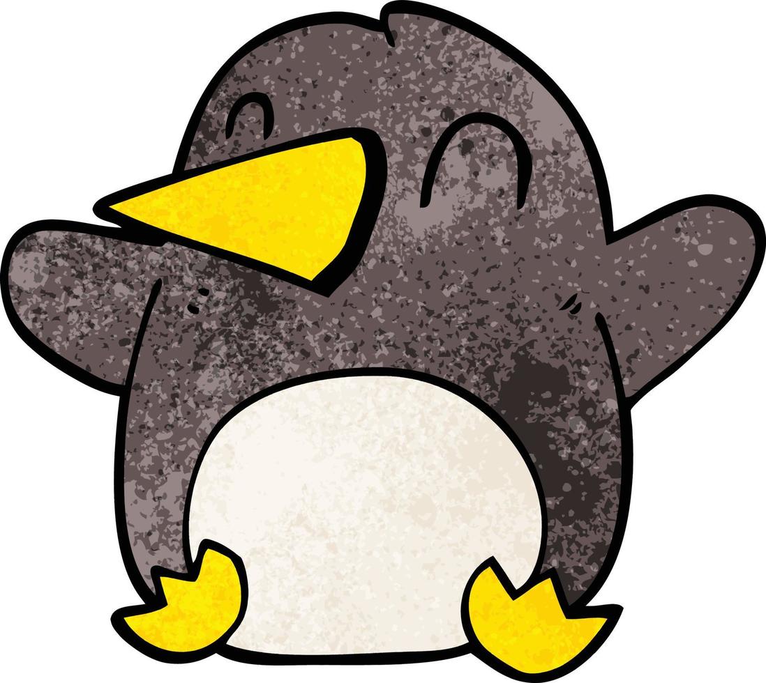 pinguino danzante di doodle del fumetto vettore