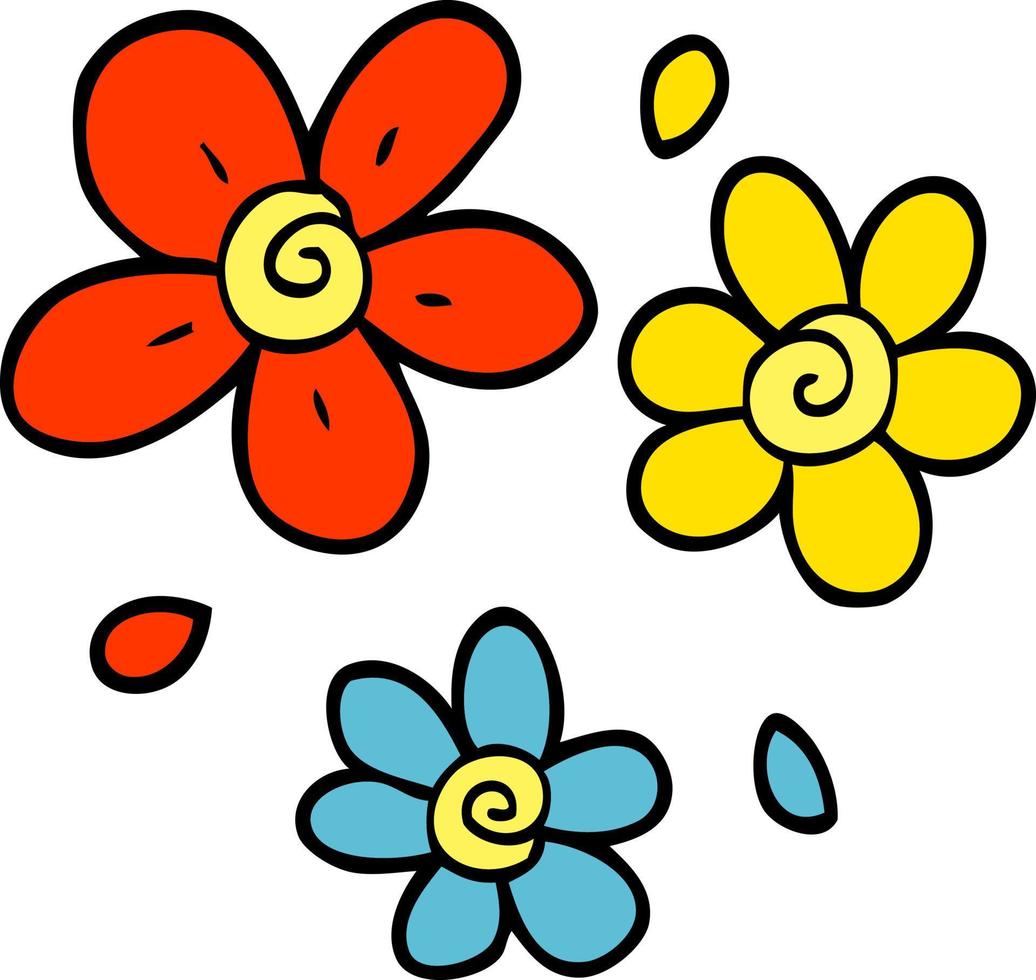 cartone animato scarabocchio decorativo fiori vettore