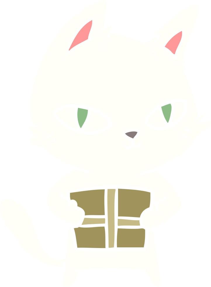piatto colore stile cartone animato gatto Tenere pacco vettore