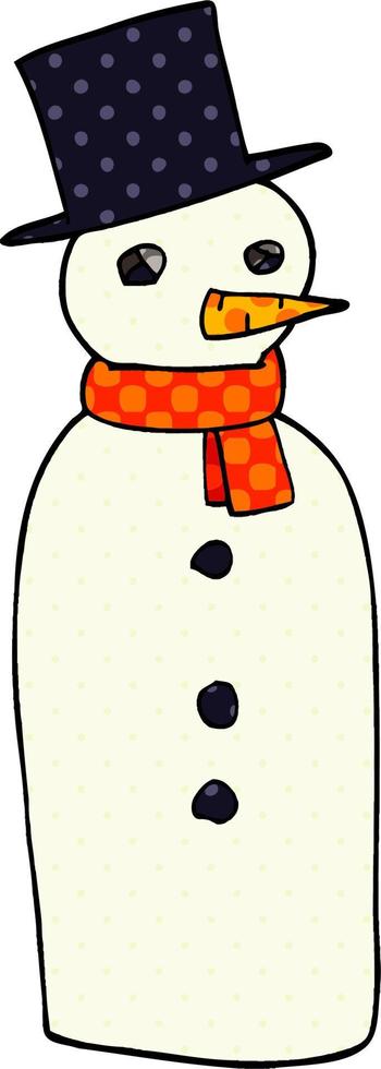 pupazzo di neve tradizionale di doodle del fumetto vettore