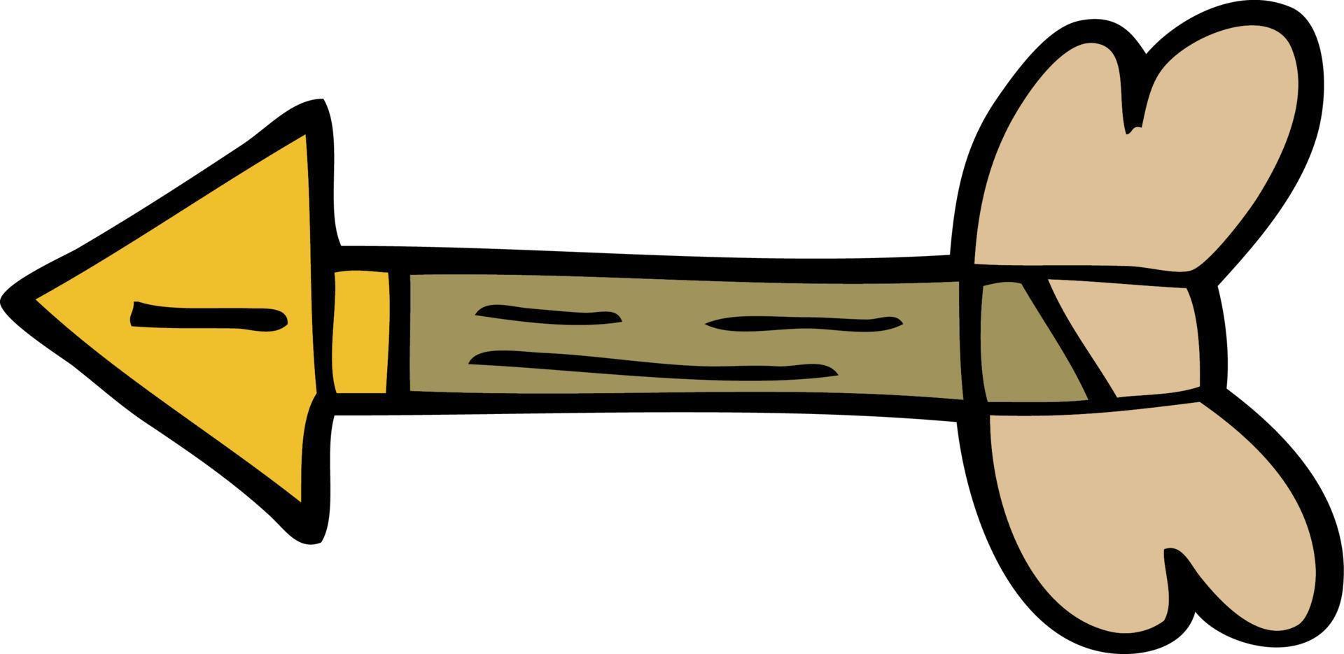 cartone animato scarabocchio freccia volante vettore