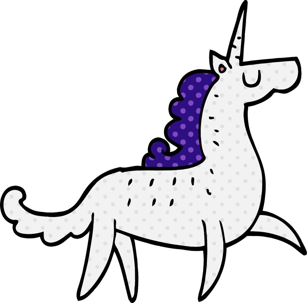 unicorno di doodle del fumetto vettore