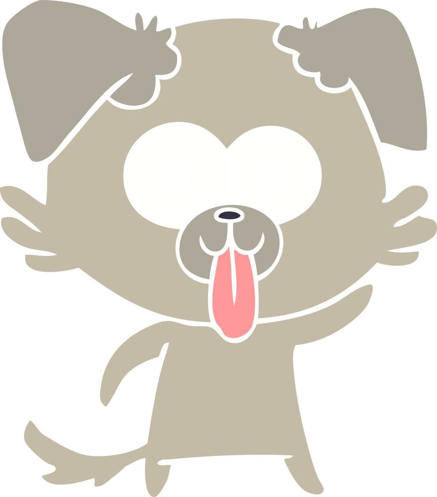cane cartone animato in stile piatto a colori con lingua fuori vettore