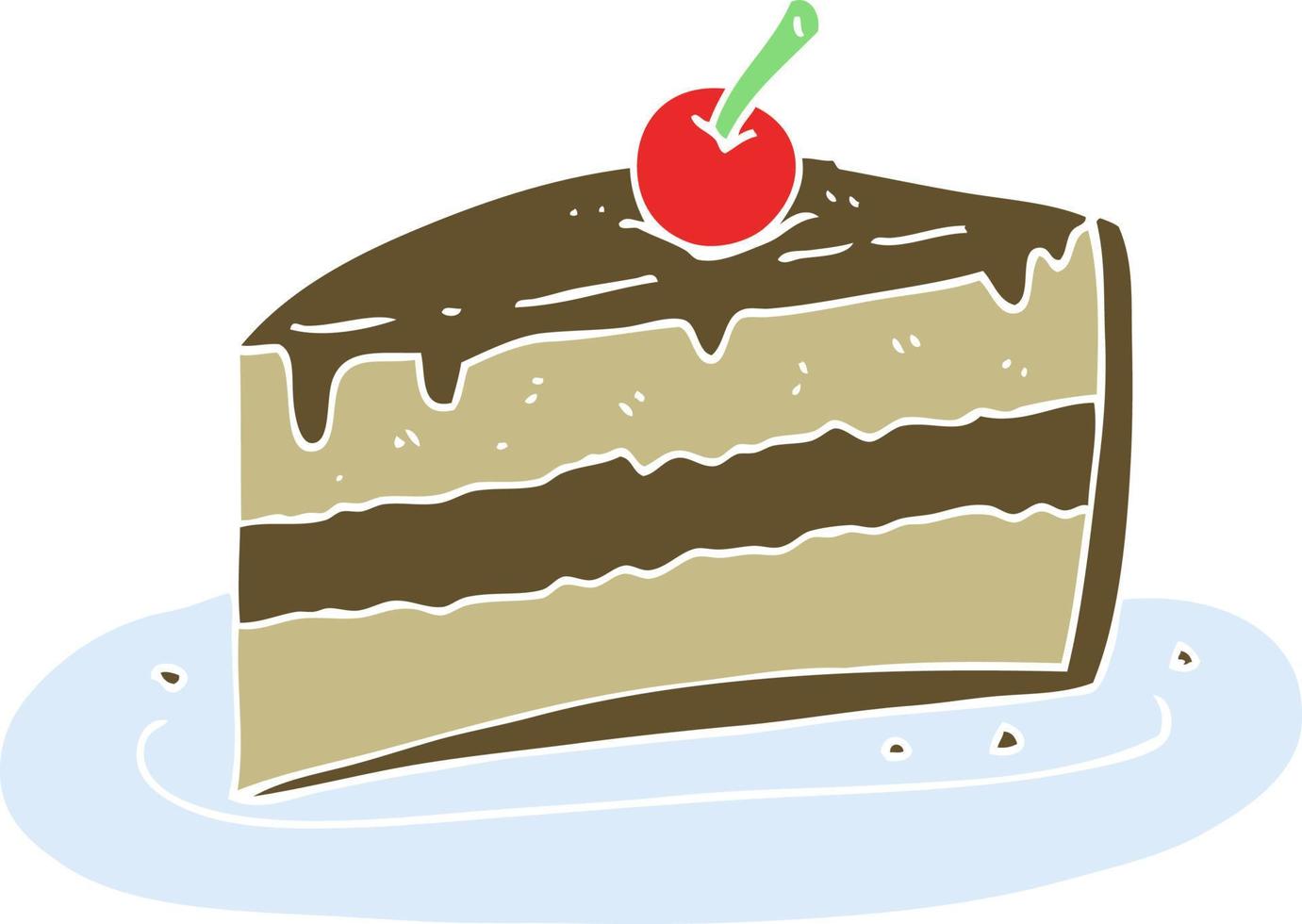 piatto colore illustrazione di un' cartone animato fetta di torta vettore