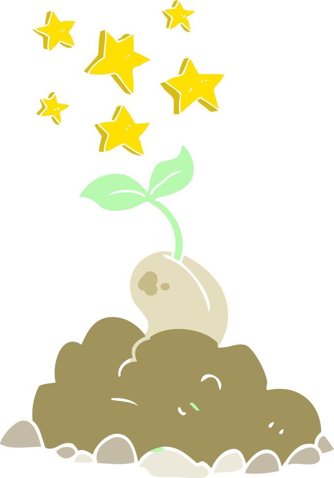 piatto colore illustrazione di un' cartone animato germinazione seme vettore