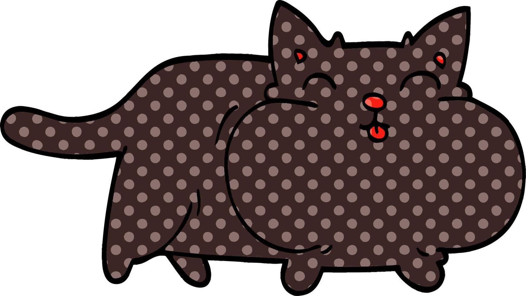 gatto grasso di doodle del fumetto vettore