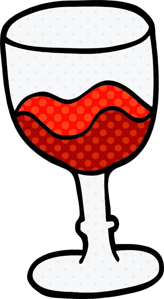 cartone animato doodle bicchiere di vino rosso vettore