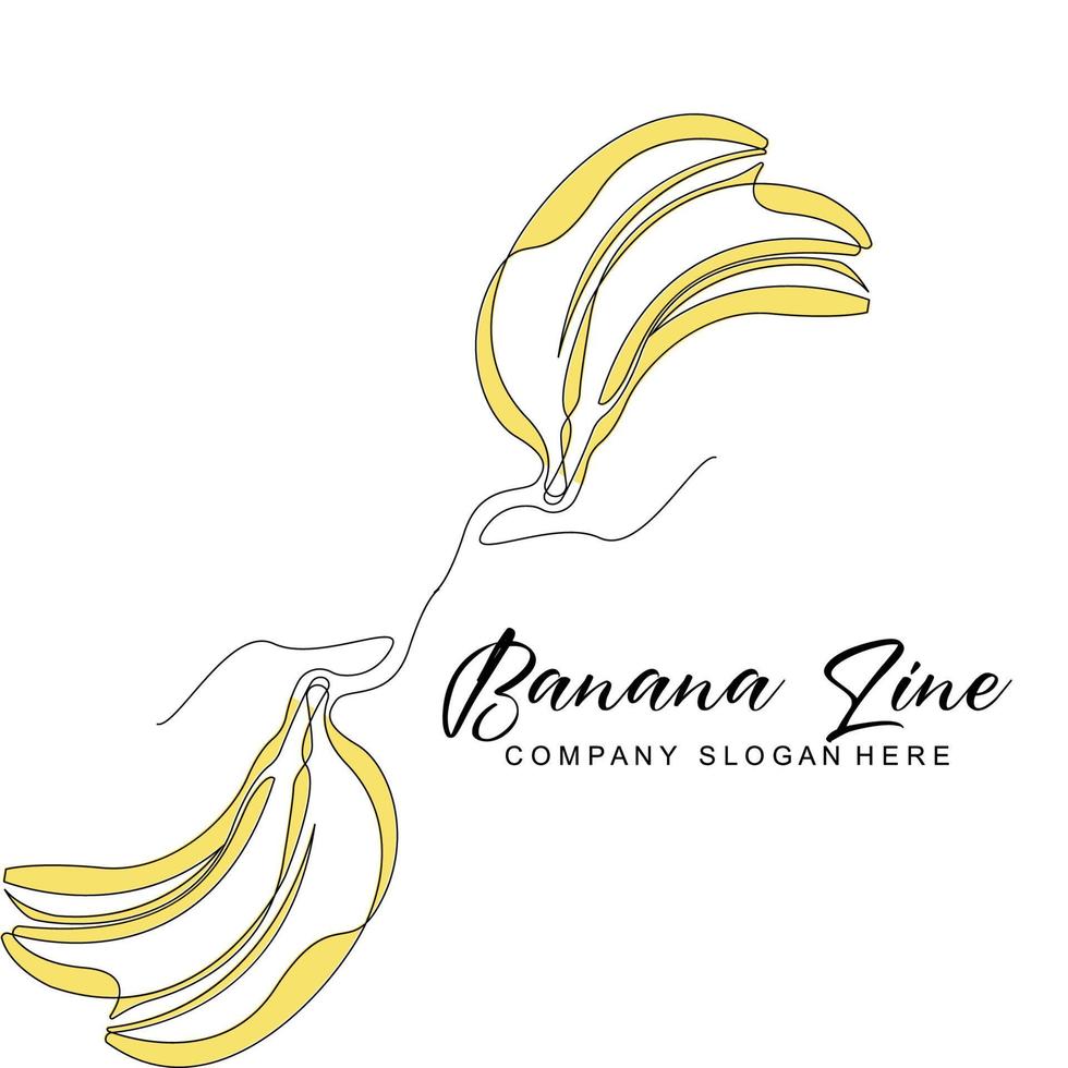 Banana logo disegno, frutta vettore con linea arte stile, Prodotto marca carta da parati illustrazione