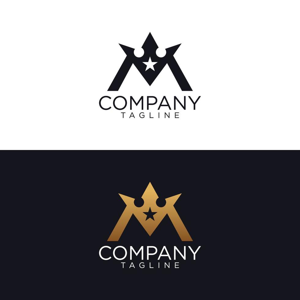 m corona logo design e premio vettore modelli