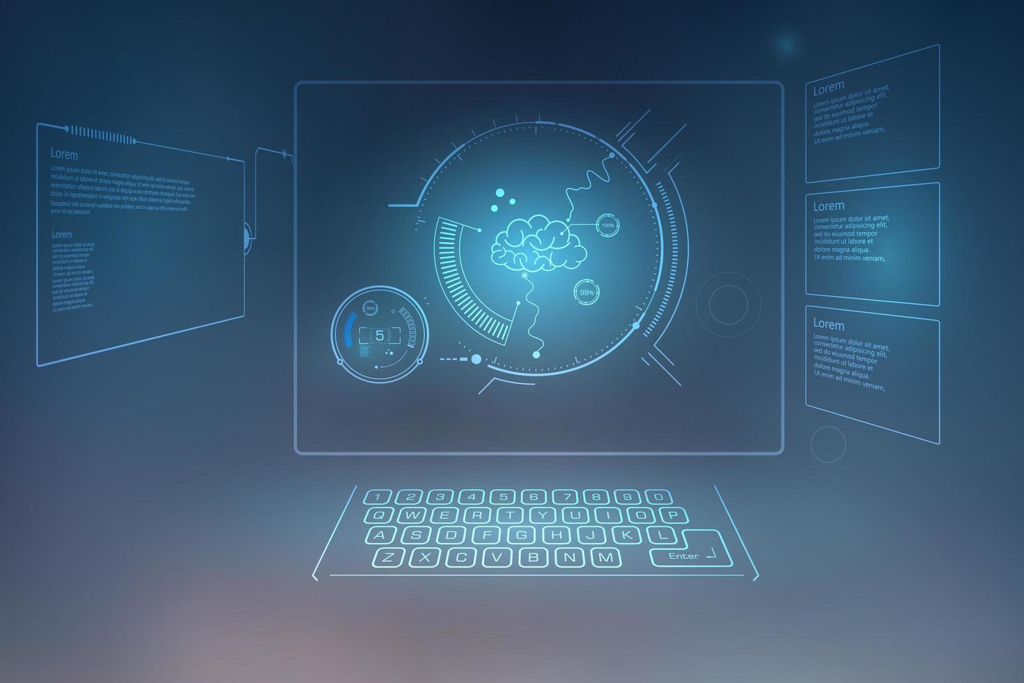 elementi di cervello digitale hud vettore