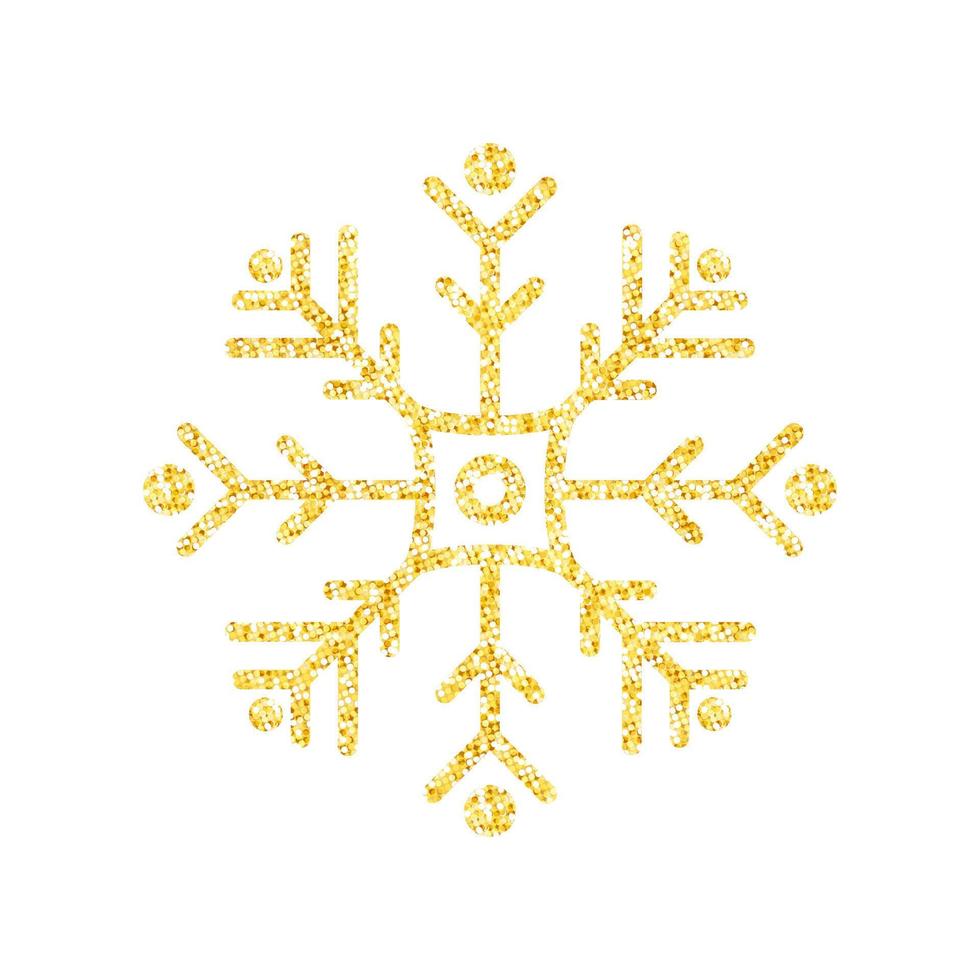 oro luccichio struttura fiocco di neve su bianca sfondo per Natale albero decorazione, vettore, illustrazione. vettore