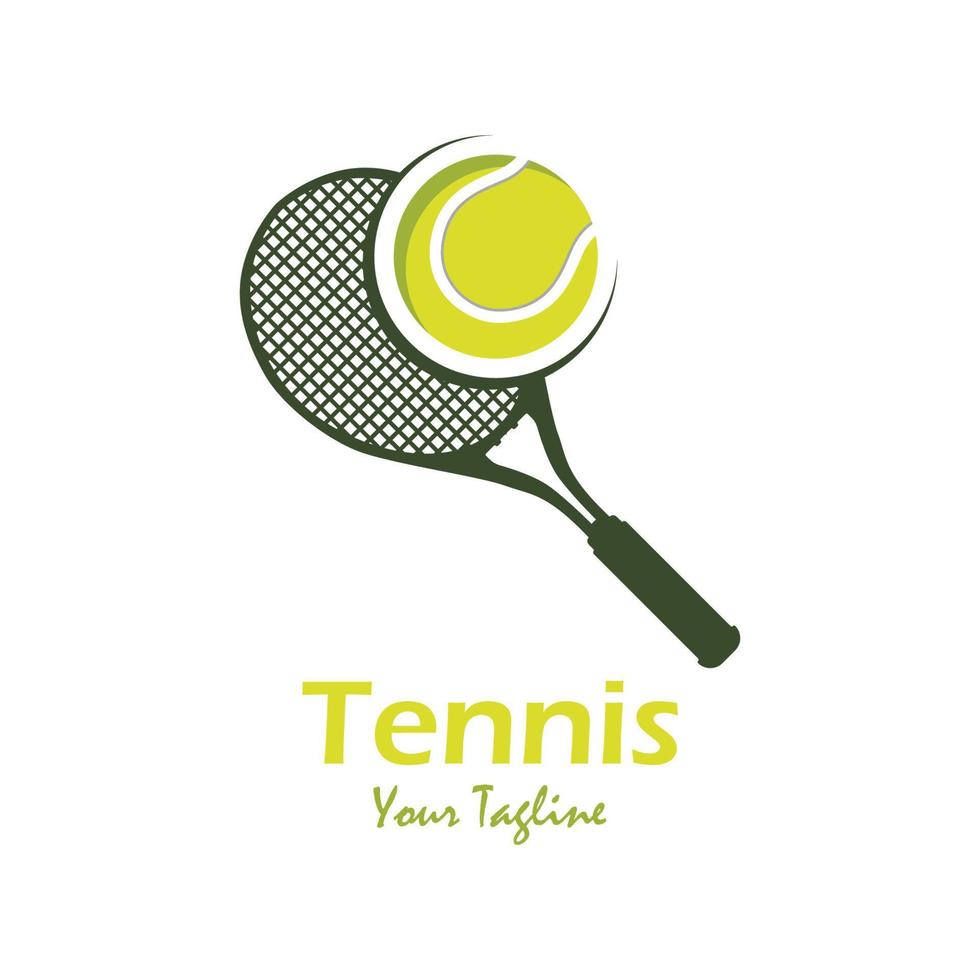 tennis logo con racchetta e slogan modello vettore