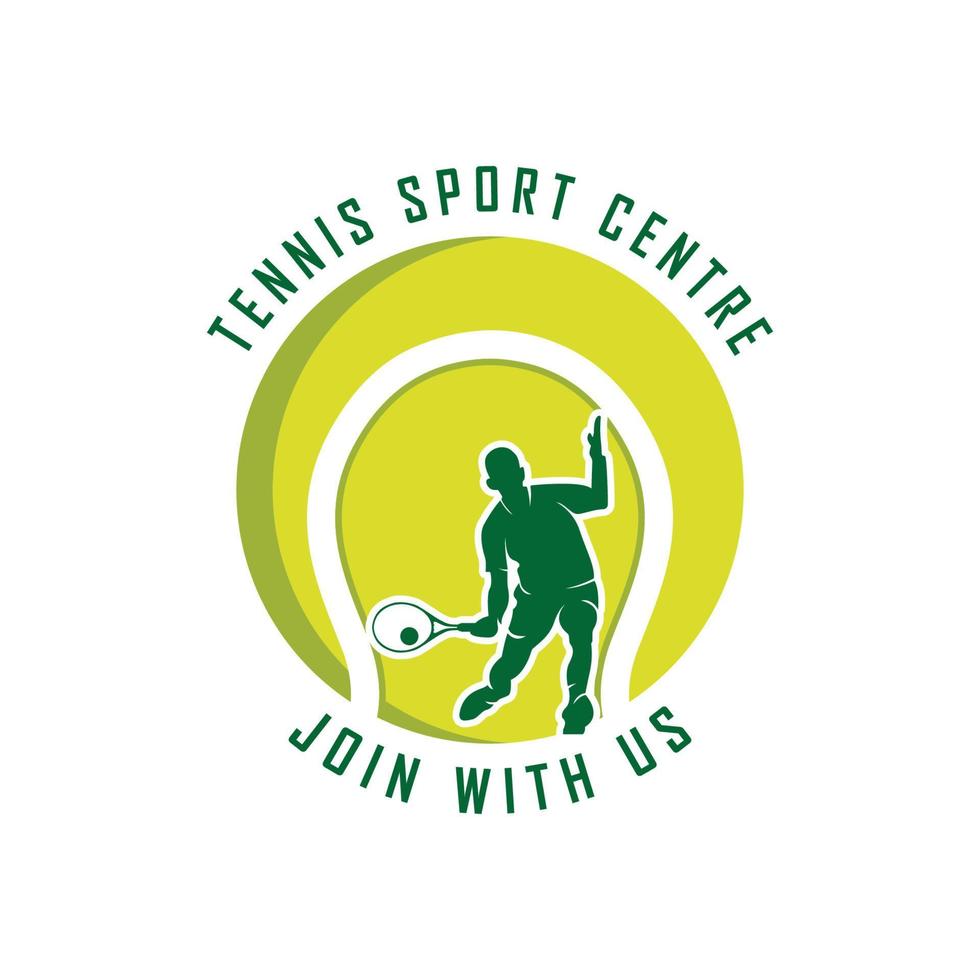 tennis logo con racchetta e slogan modello vettore