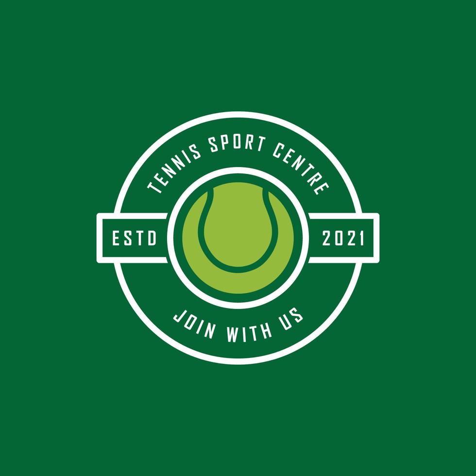 tennis logo con racchetta e slogan modello vettore