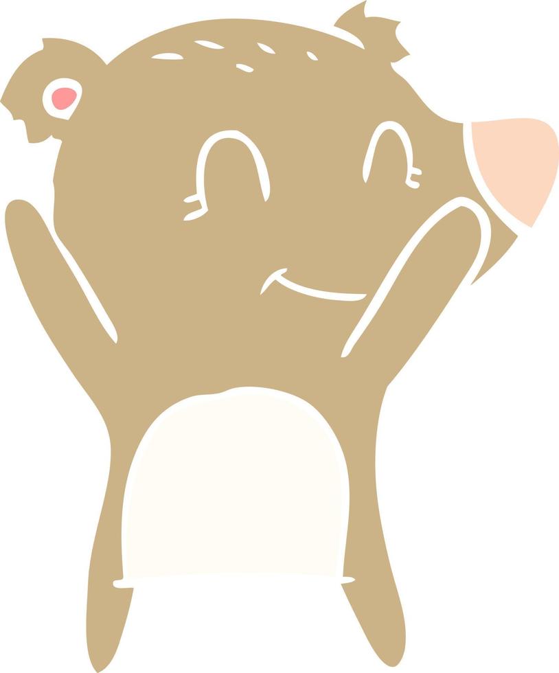 sorridente orso piatto colore stile cartone animato vettore