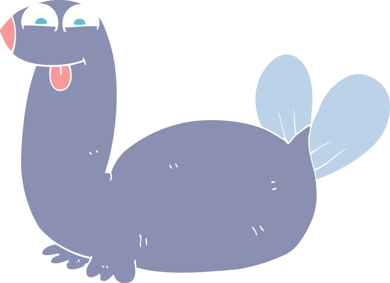piatto colore illustrazione di un' cartone animato foca vettore