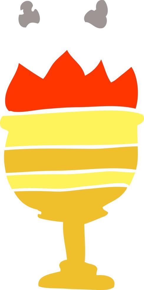 cartone animato scarabocchio fiammeggiante d'oro tazza vettore