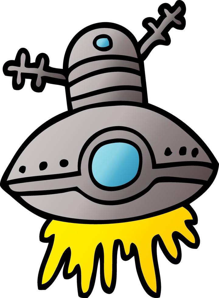 astronave aliena di doodle del fumetto vettore