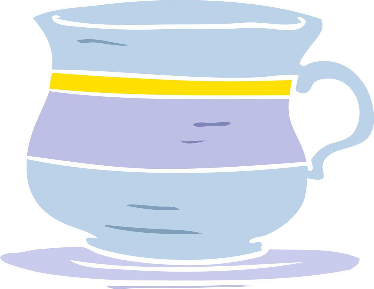 piatto colore stile cartone animato vecchio tè tazza vettore