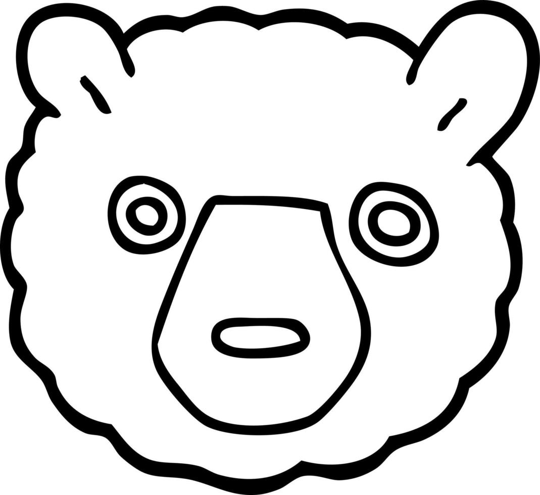 linea disegno cartone animato polare orso viso vettore