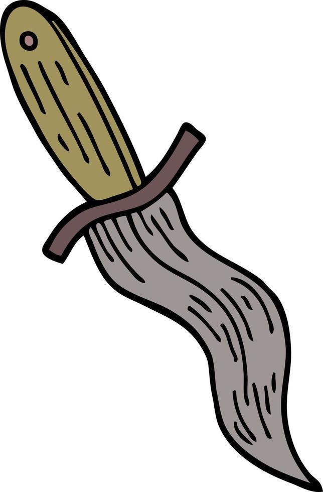 simbolo del pugnale del tatuaggio di doodle del fumetto vettore